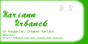 mariann urbanek business card